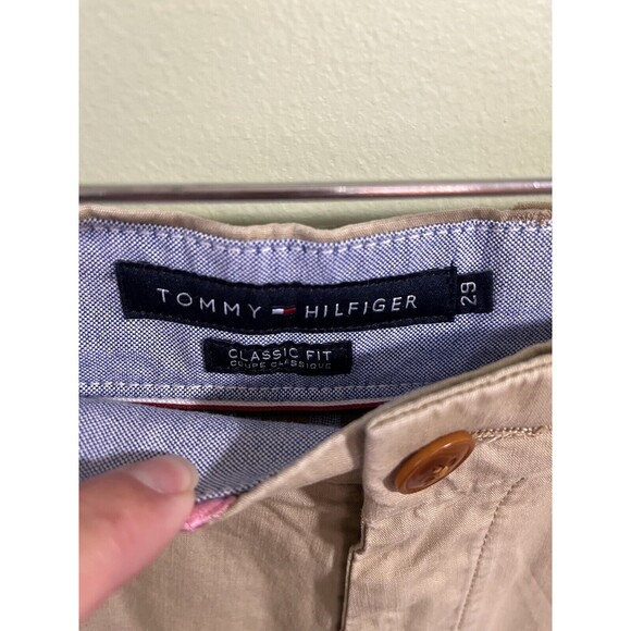Tommy Hilfiger Women's Bermuda Shorts Tan Pink Embroidered Flamingos Size 29 - Picture 4 of 5